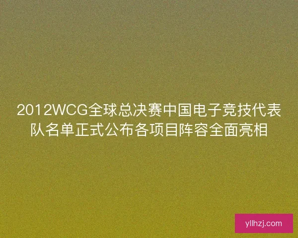 2012WCG全球总决赛中国电子竞技代表队名单正式公布各项目阵容全面亮相